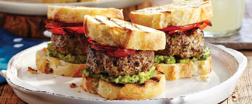 Pesto Turkey Sliders with Herbed Guacamole