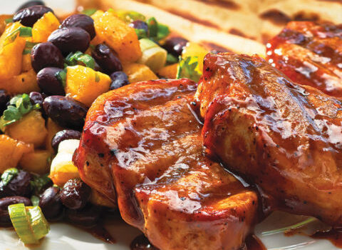 Smoky Pork Medallions & Black Bean-Pineapple Toss