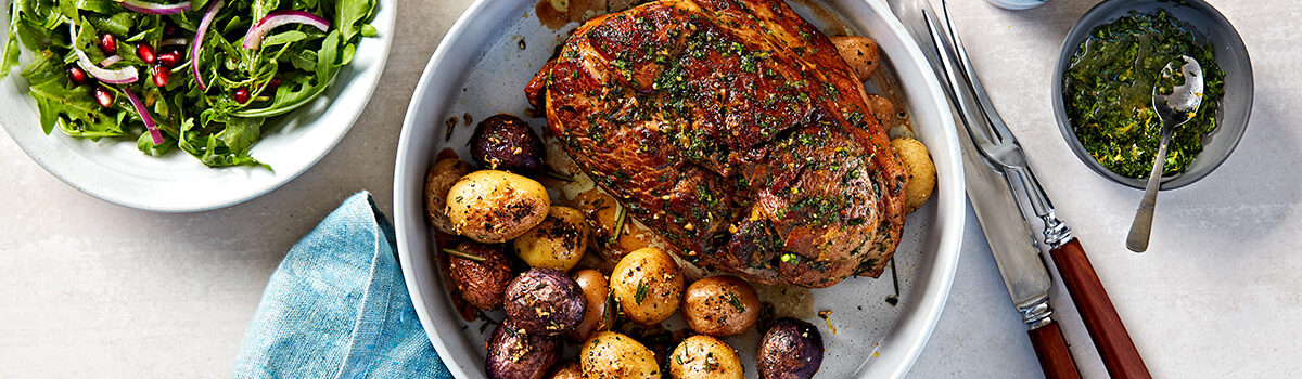 Roasted Boneless Leg of Lamb with Mint Pesto