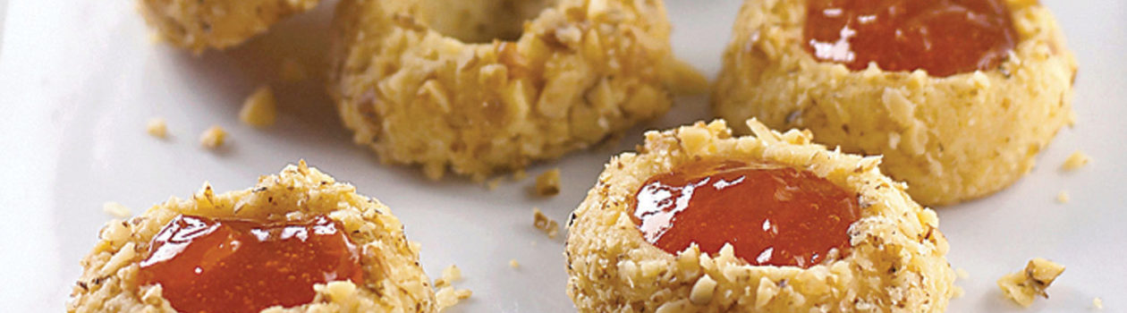 Apricot-Walnut Thumbprint Cookies