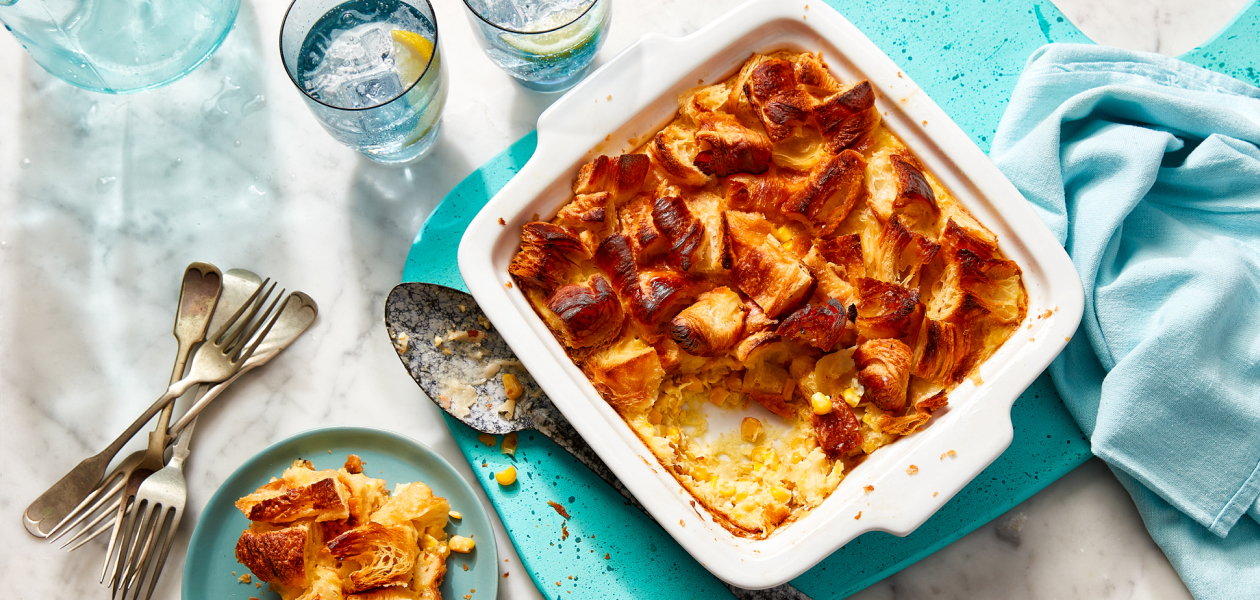 Croissant Topped Corn Pudding